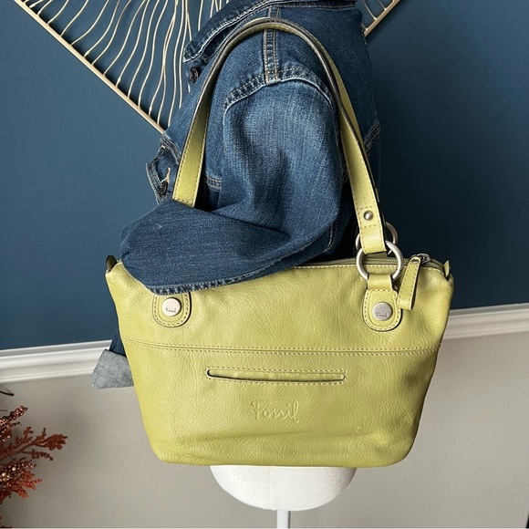 Fossil Women's Green Leather Bag - Picture 1 of 8